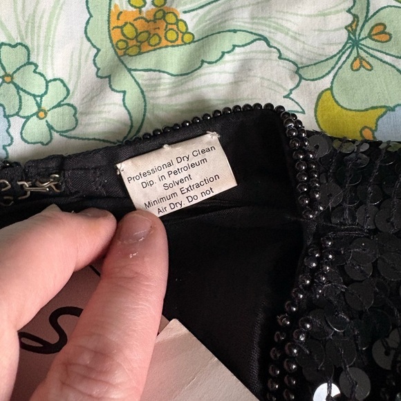 Vtg Stenay Black Multi Color Floral Silk Beaded Sequin Evening Blouse Top Size S - Picture 7 of 12